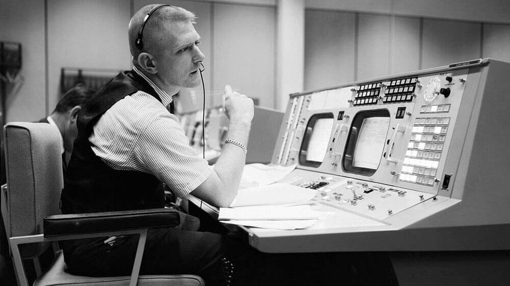 Gene Kranz at his console at Nasa Mission Control Center