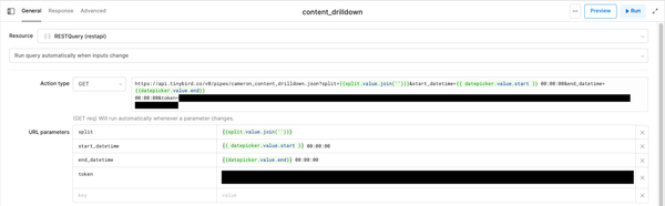 A RESTQuery resource configuration in Retool