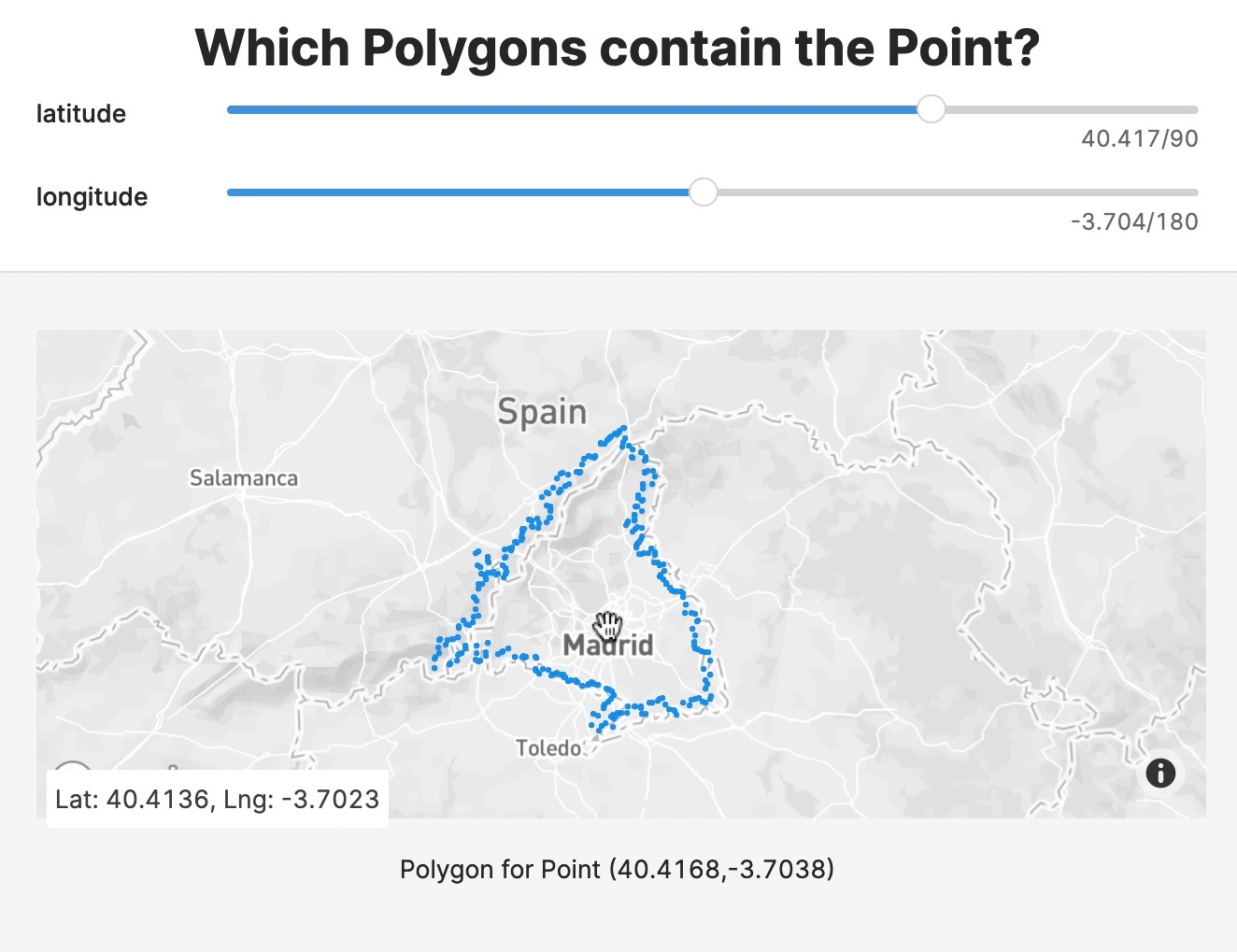 Finding the polygon containing the selected point