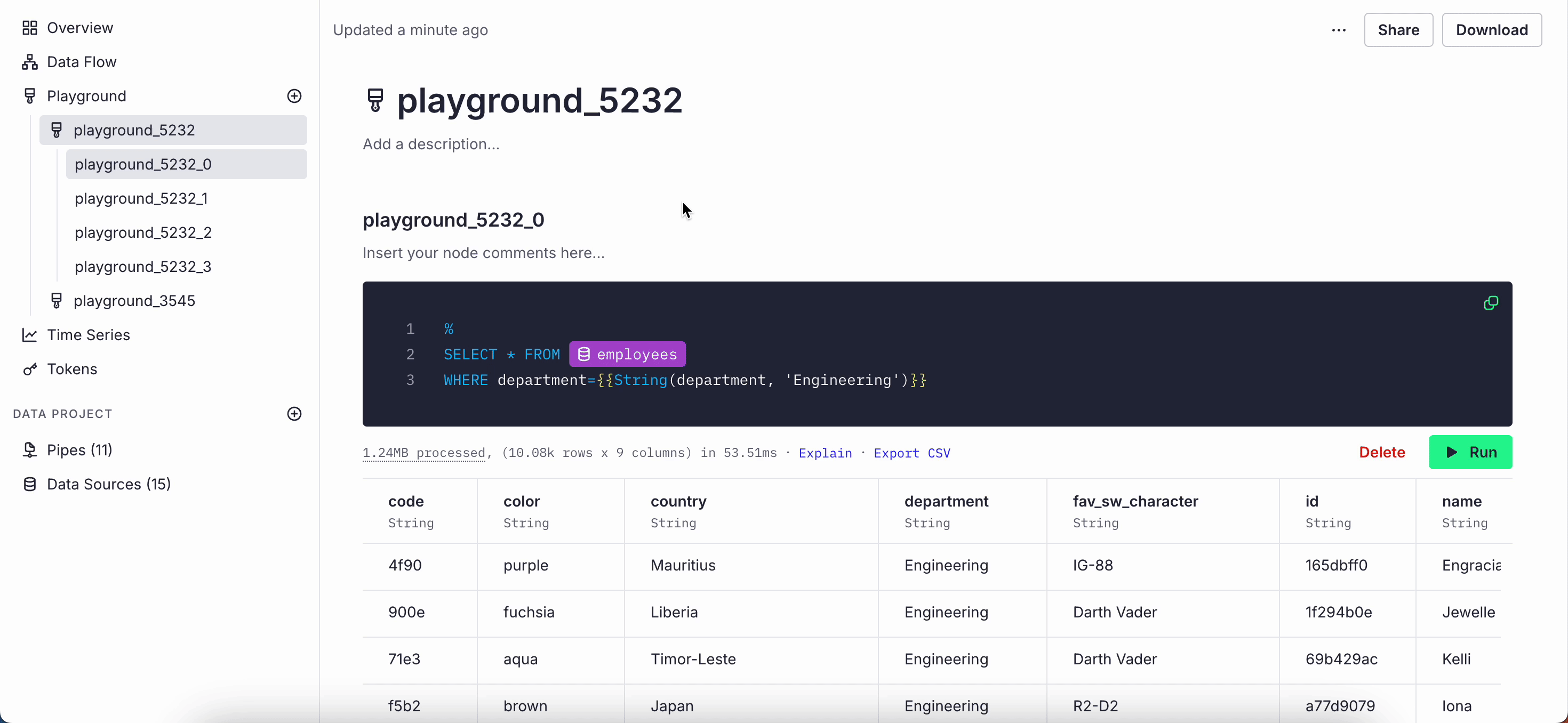 Playgrounds node navigation