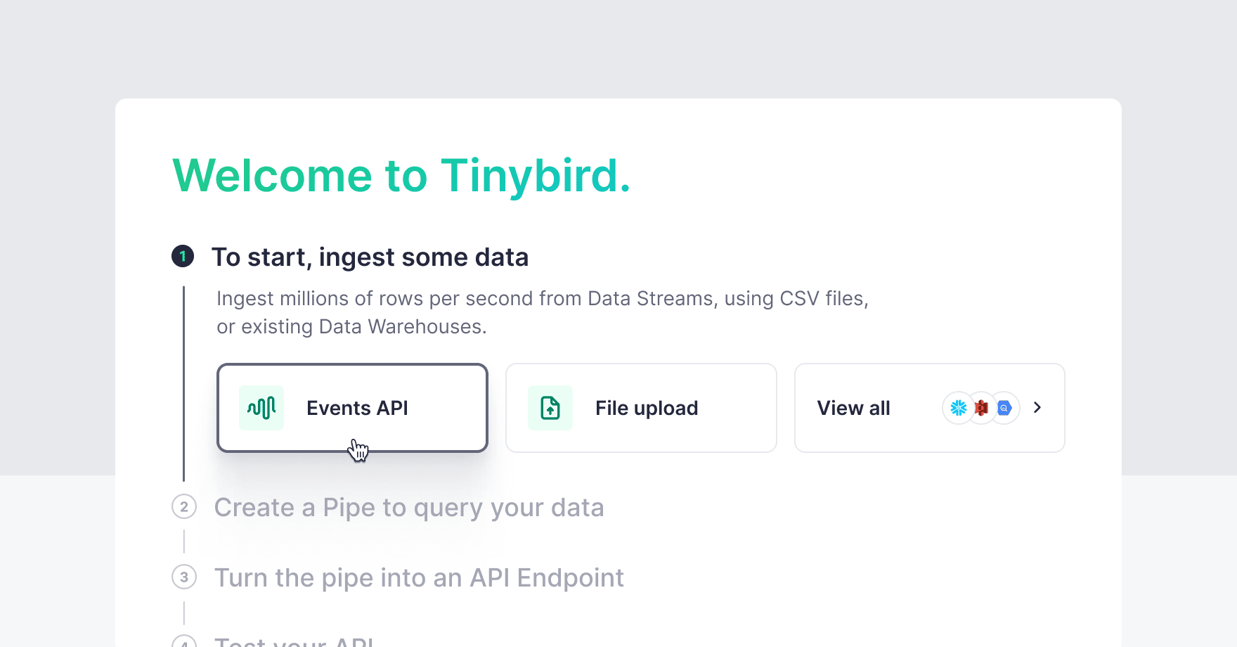 New onboarding experience interface