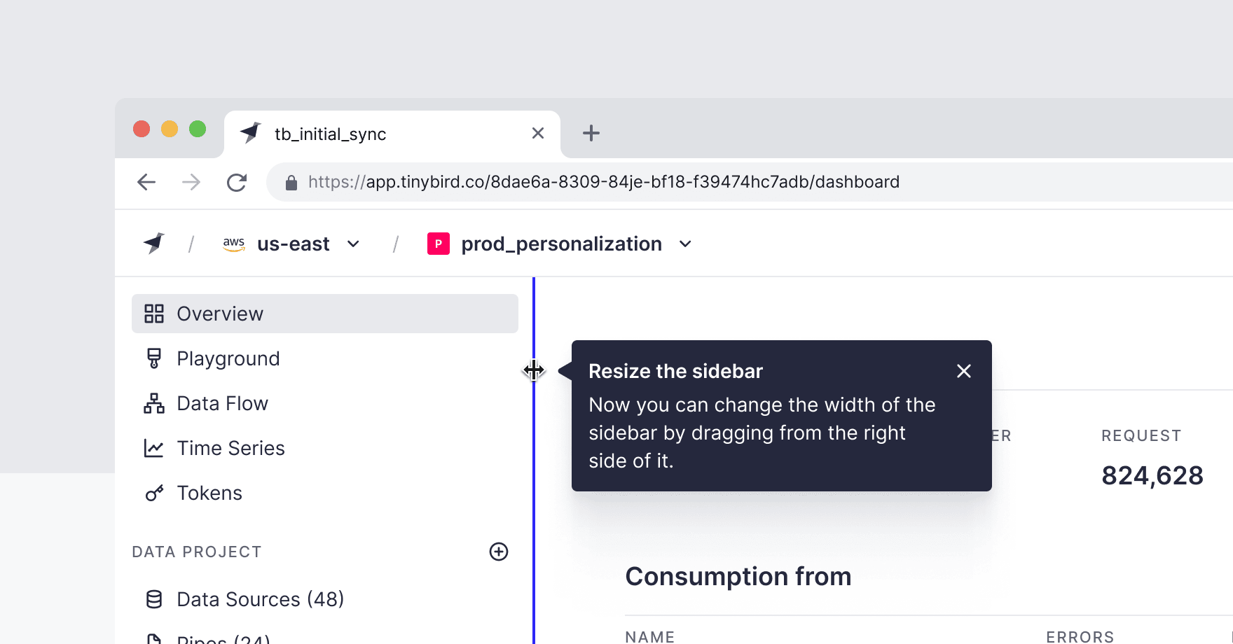 Resizable sidebar interface