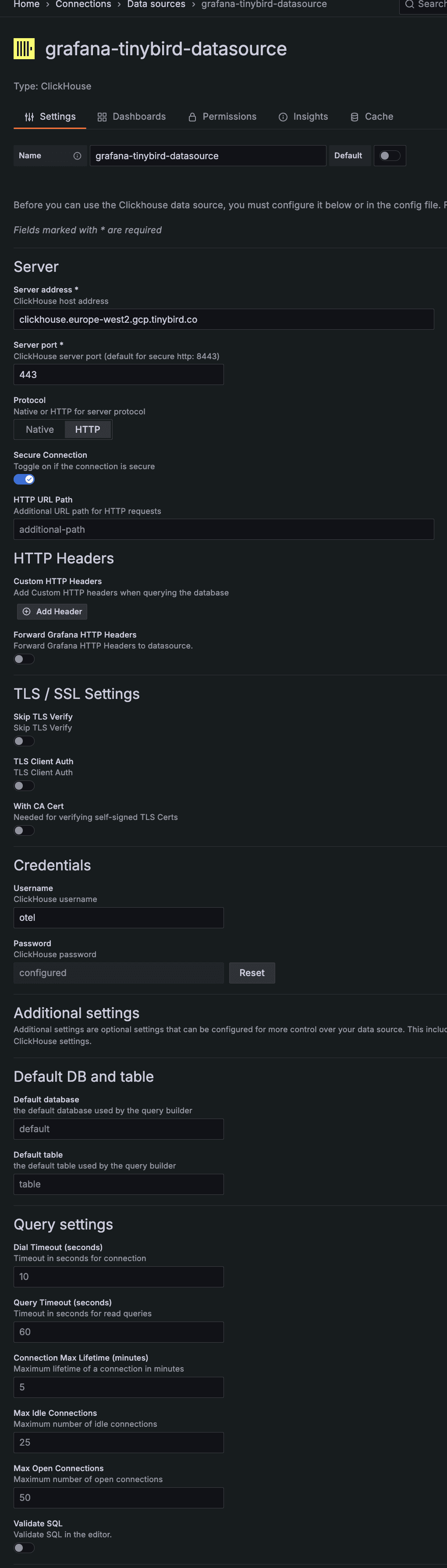 ClickHouse® plugin configuration
