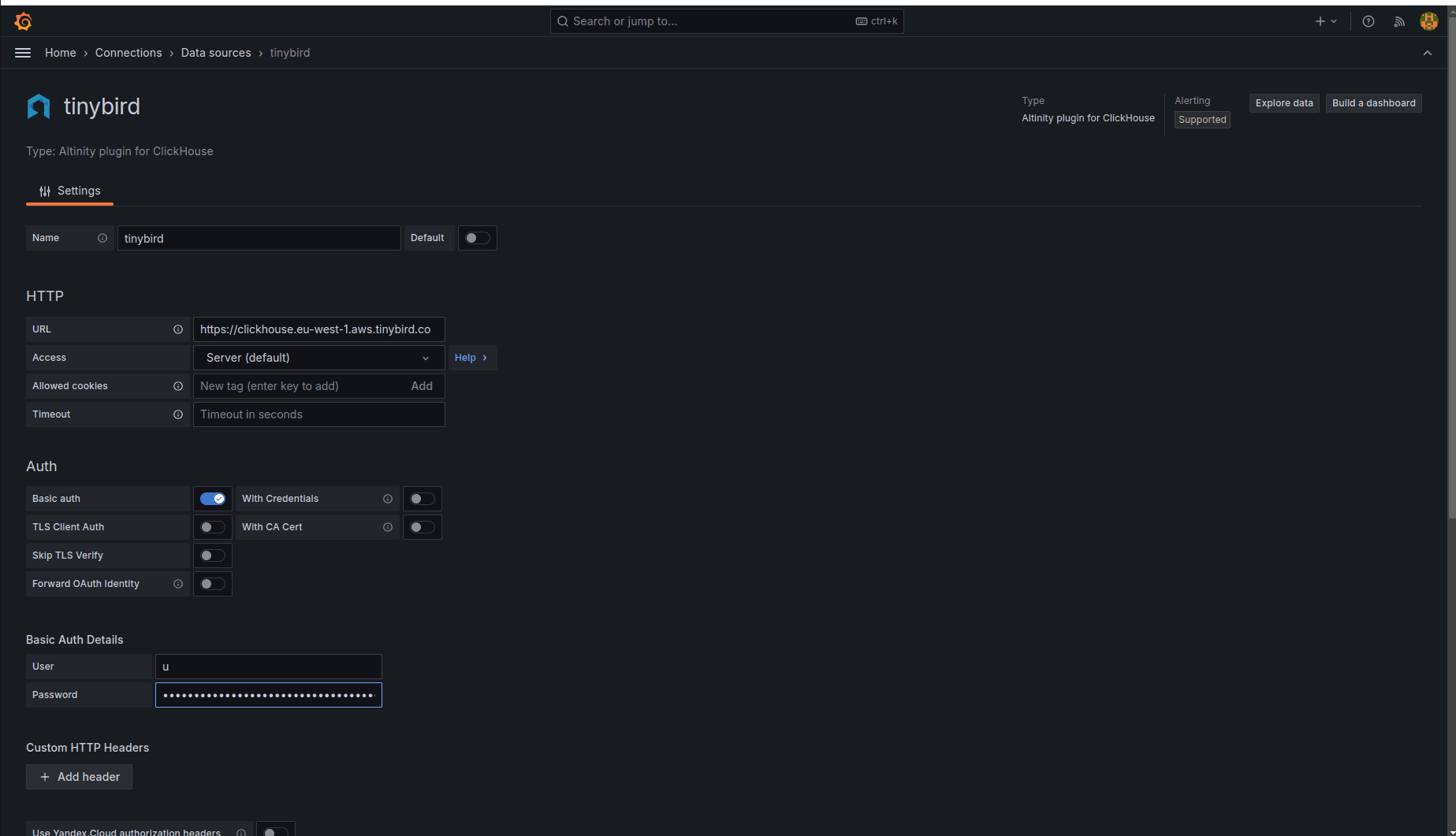 Altinity plugin configuration