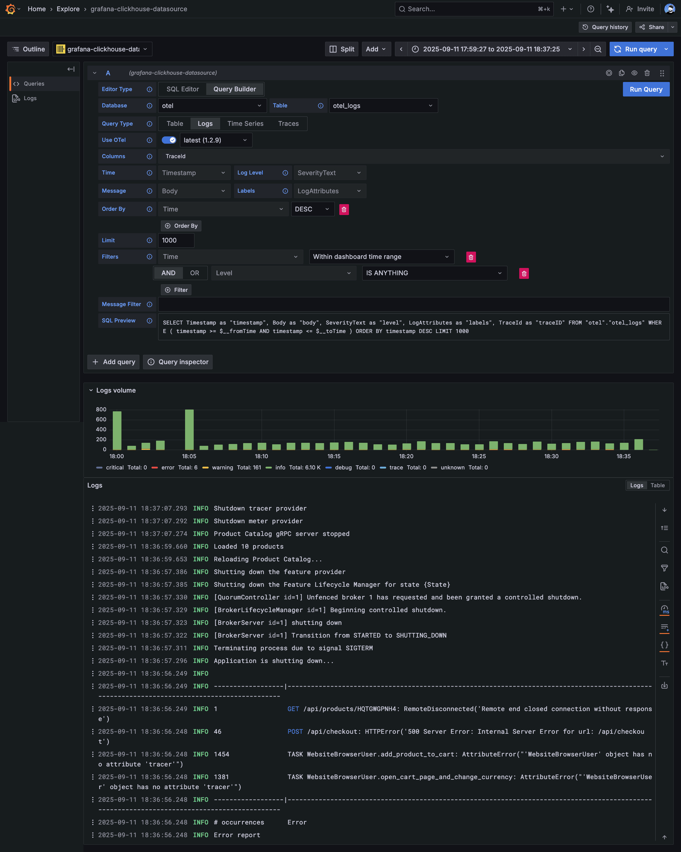 ClickHouse® plugin configuration for OpenTelemetry